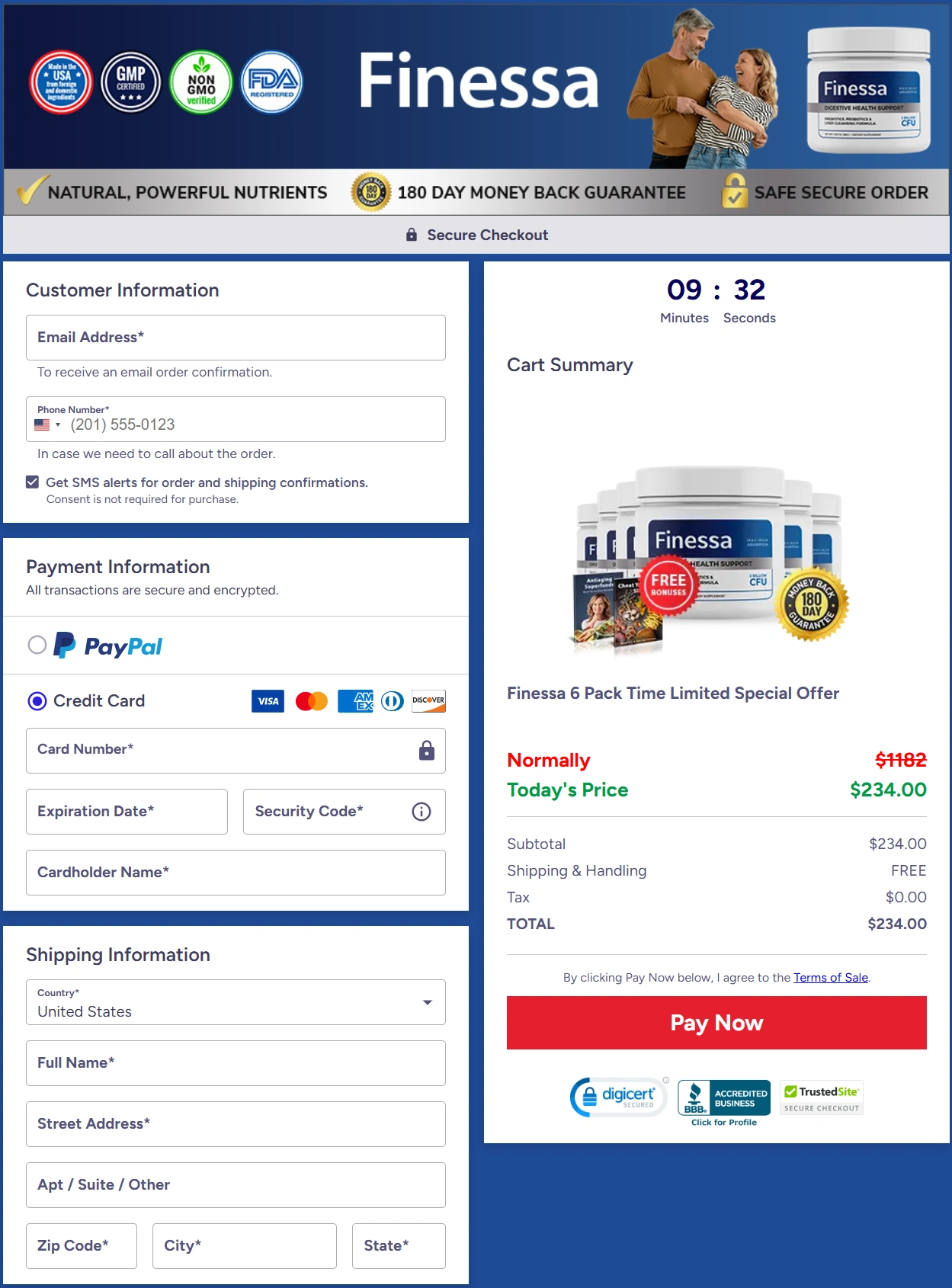 Finessa Checkout Page